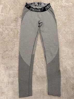 Gymshark Gray Two-Tone Seamless Leggings with Logo Waistband